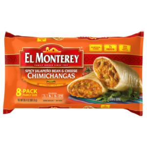 El Monterey Spicy Jalapeno Bean & Cheese Chimichangas 30.4oz (8packs)